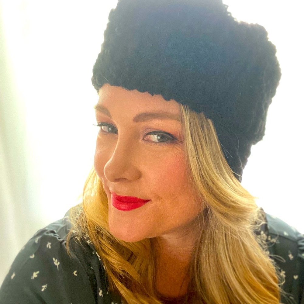 Vintage Warm Black Hat with Ear Cover Flaps